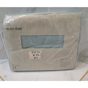 Vtg No-Iron Queen Fitted Sheet Green 100% Cotton